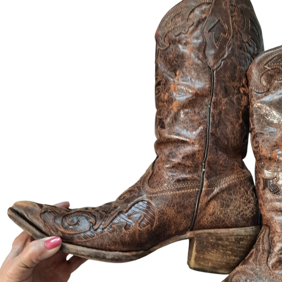 Vintage Corral Womens Lizard Leather Boots 9.5 Cowgirl - Picture 3 of 16